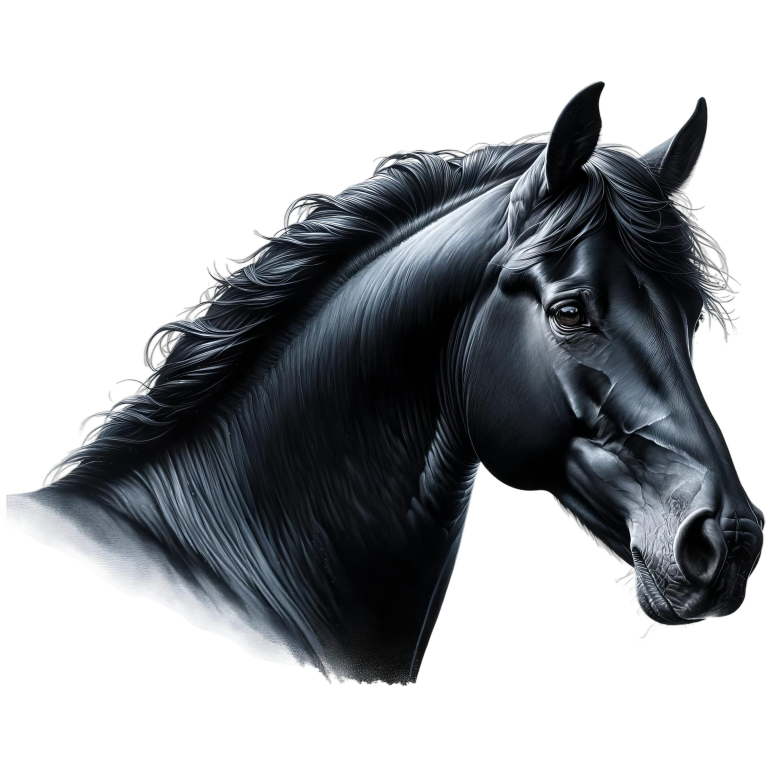 Black Horse Head Portrait Realistic Vinyl Sticker Decal