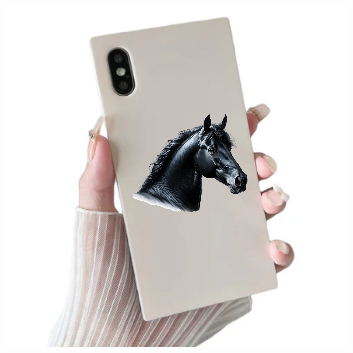 Black Horse Head Portrait Realistic Vinyl Sticker Decal