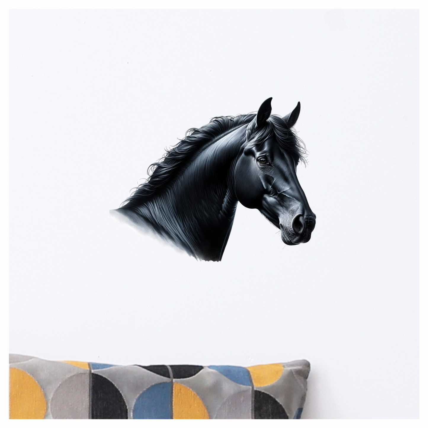 Black Horse Head Portrait Realistic Vinyl Sticker Decal
