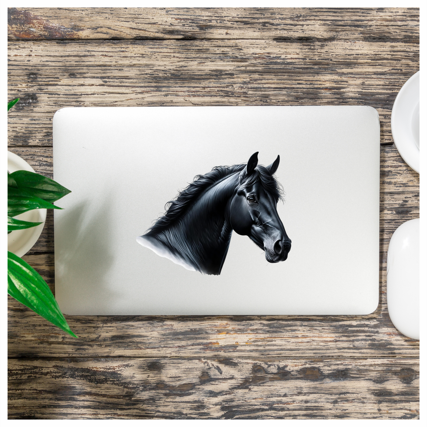 Black Horse Head Portrait Realistic Vinyl Sticker Decal