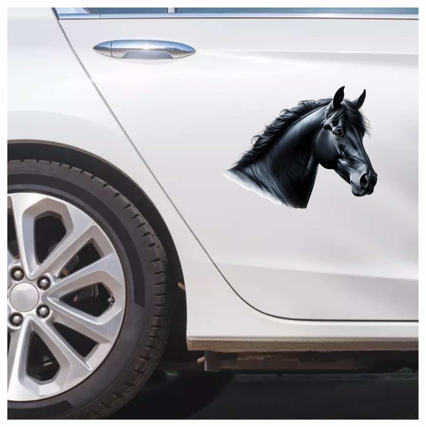 Black Horse Head Portrait Realistic Vinyl Sticker Decal