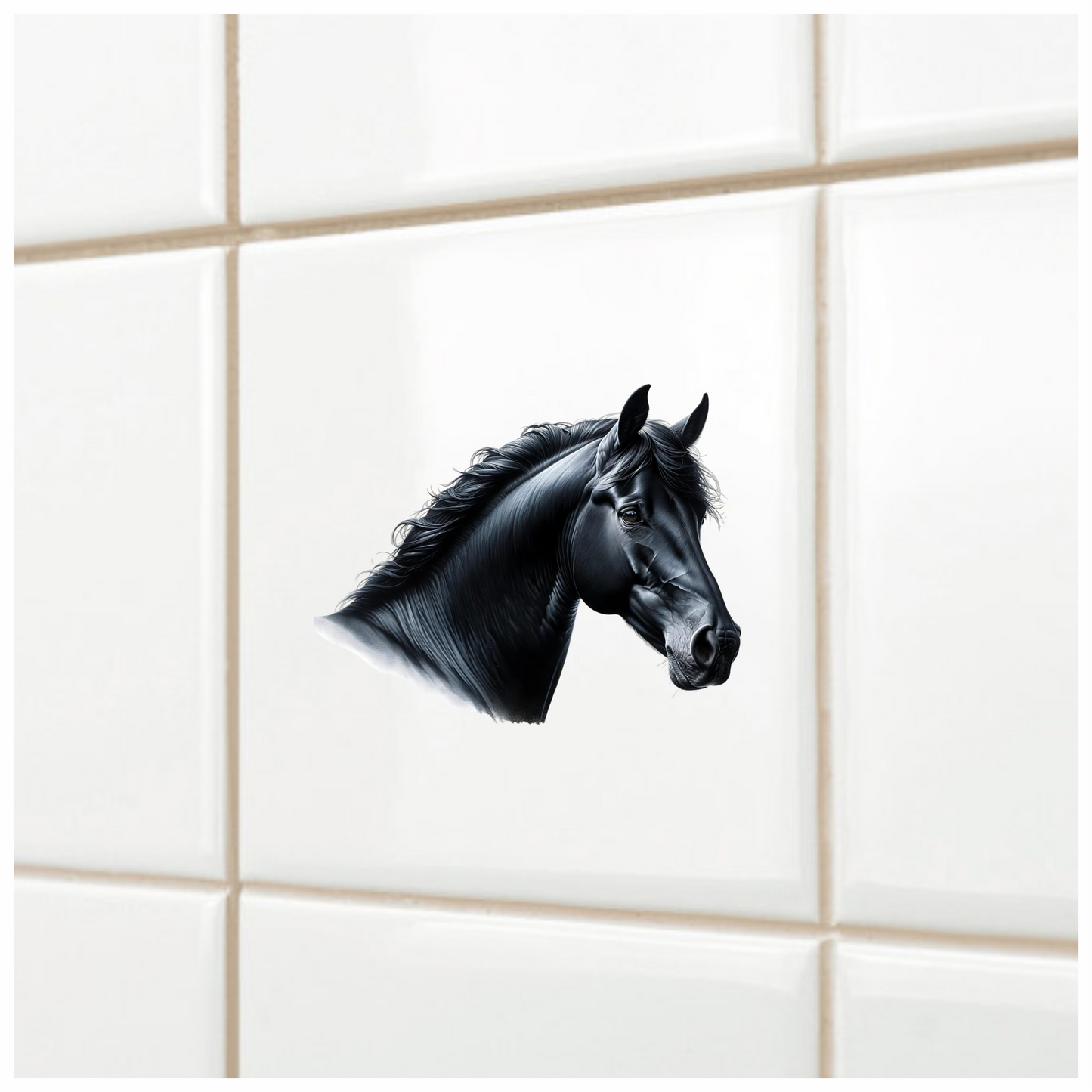 Black Horse Head Portrait Realistic Vinyl Sticker Decal