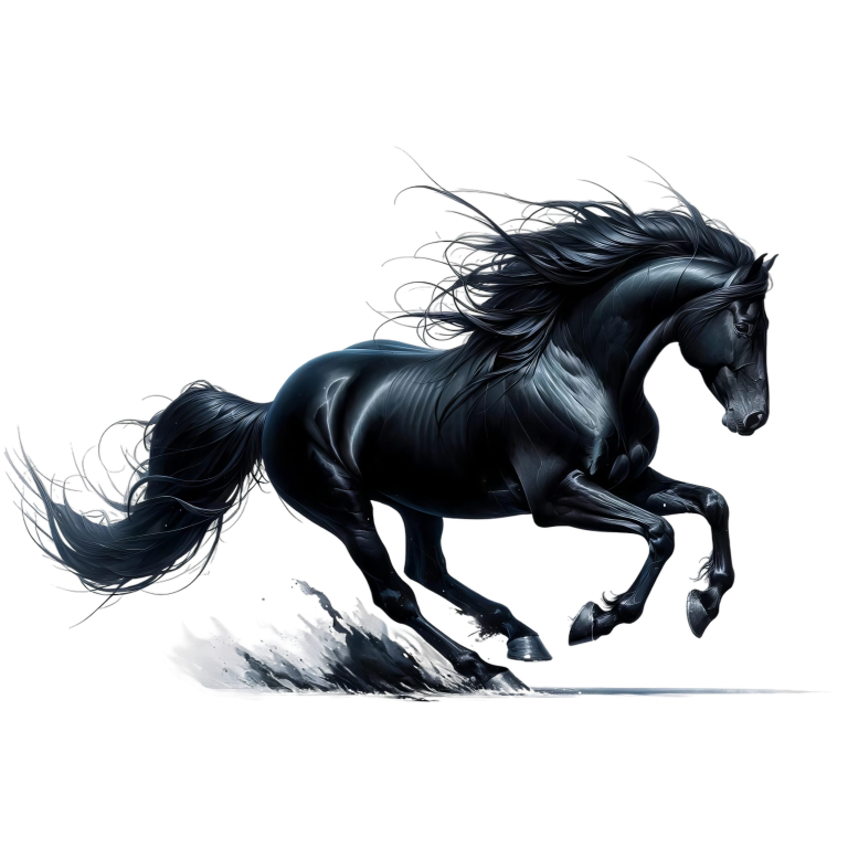 Black Running Horse Stallion Splash Vinyl Sticker Decal