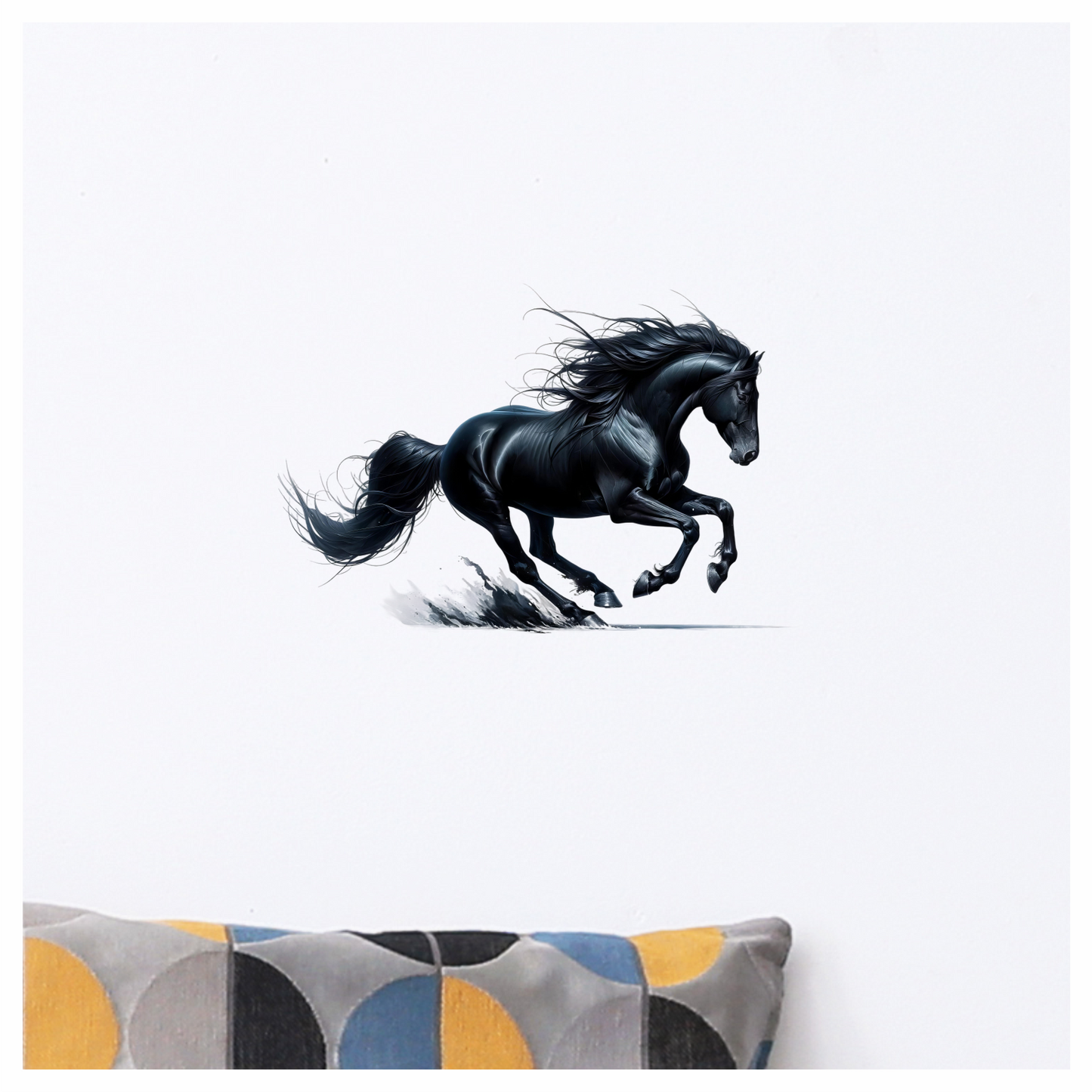 Black Running Horse Stallion Splash Vinyl Sticker Decal