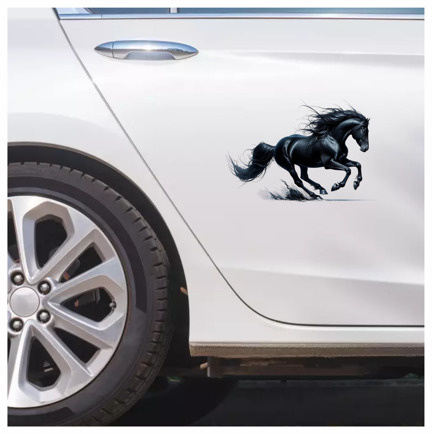 Black Running Horse Stallion Splash Vinyl Sticker Decal