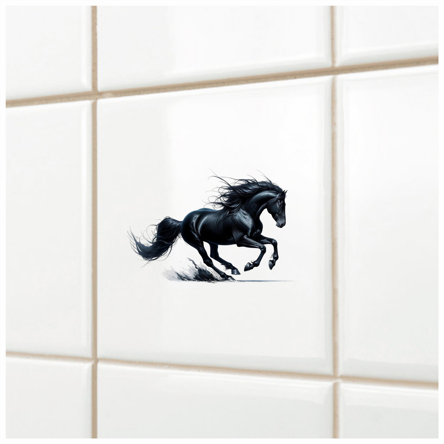 Black Running Horse Stallion Splash Vinyl Sticker Decal