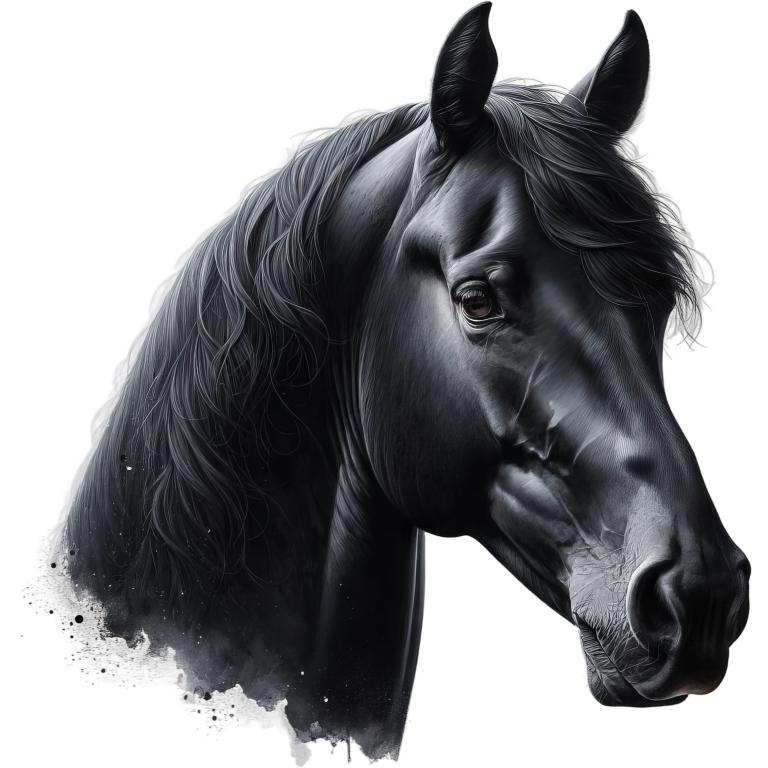 Black Horse Stallion Head Portrait Vinyl Sticker Decal