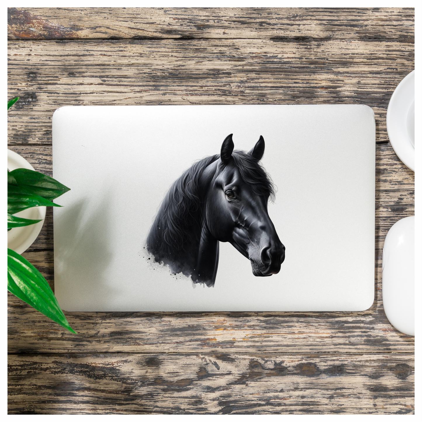 Black Horse Stallion Head Portrait Vinyl Sticker Decal