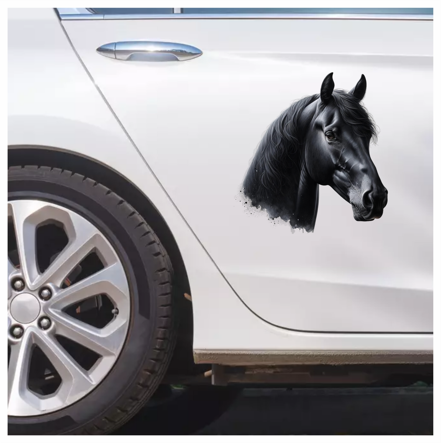 Black Horse Stallion Head Portrait Vinyl Sticker Decal
