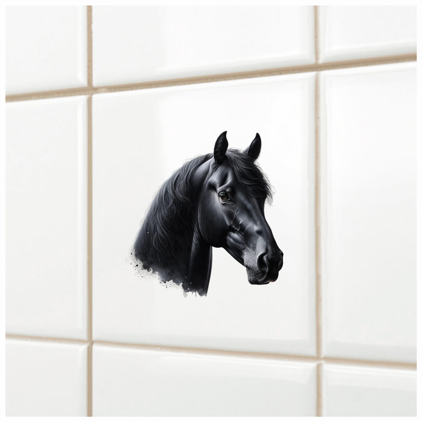 Black Horse Stallion Head Portrait Vinyl Sticker Decal