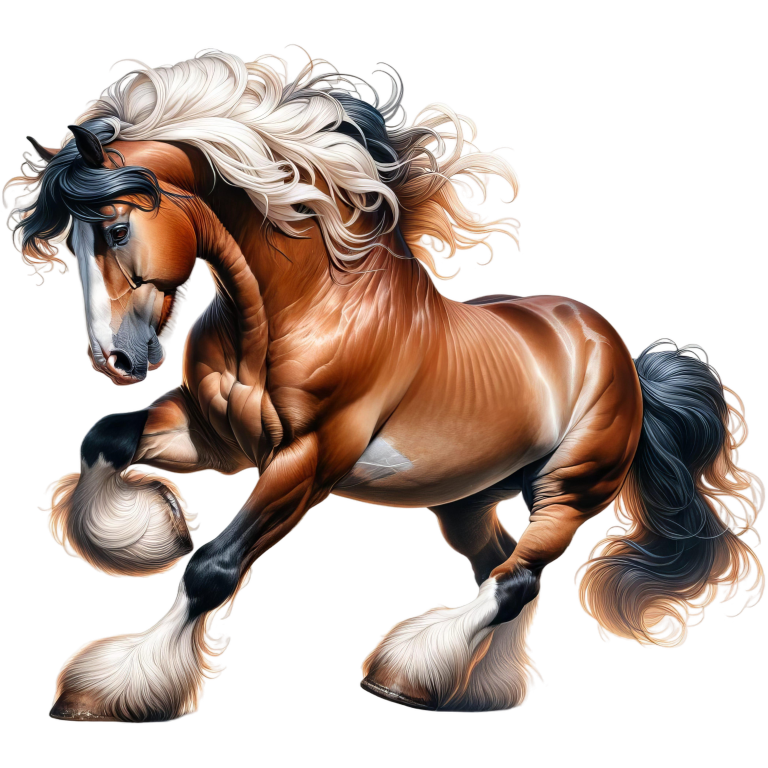 Brown Horse Draft Strong Flowing Vinyl Sticker Decal