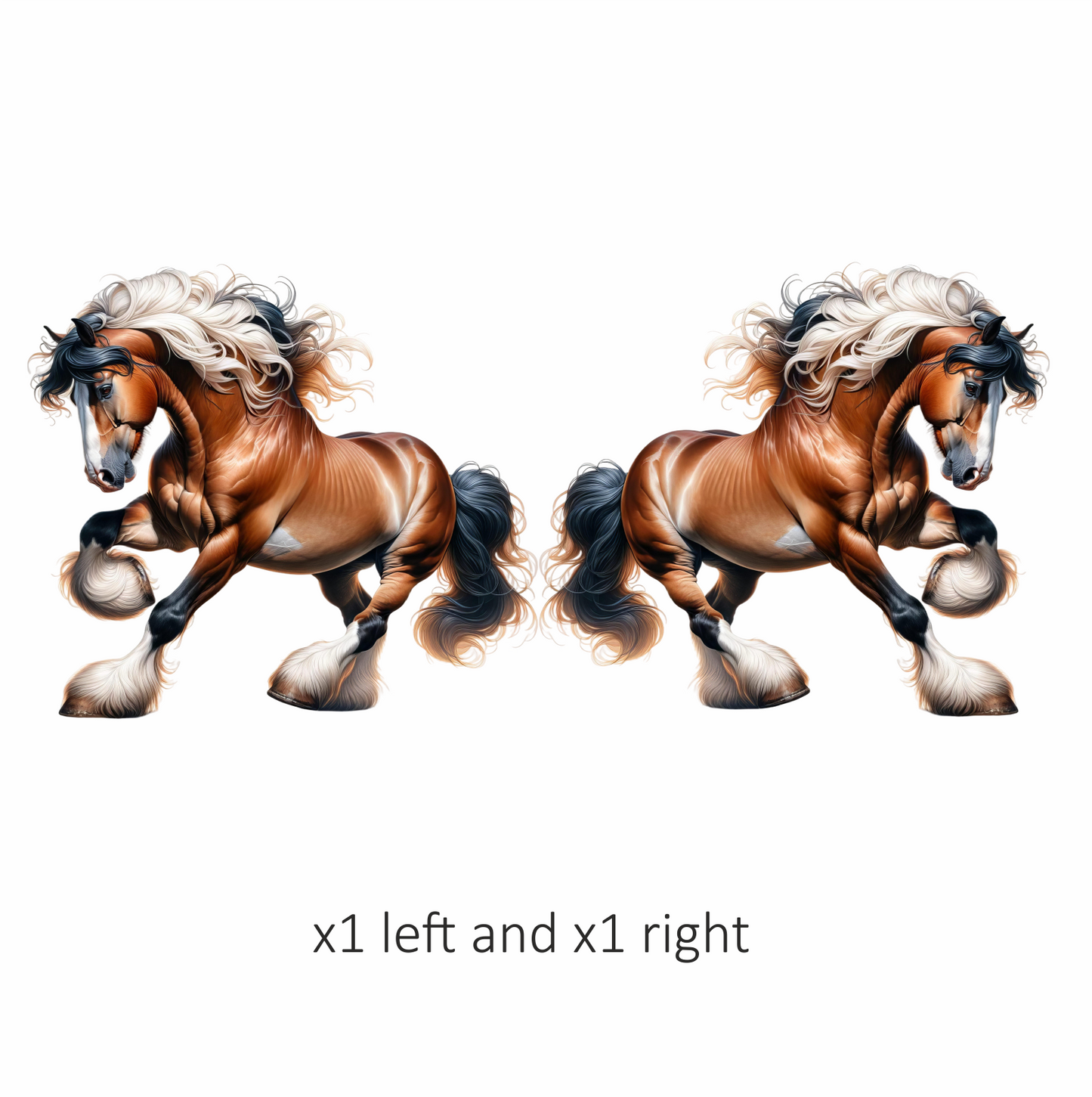 Brown Horse Draft Strong Flowing Vinyl Sticker Decal