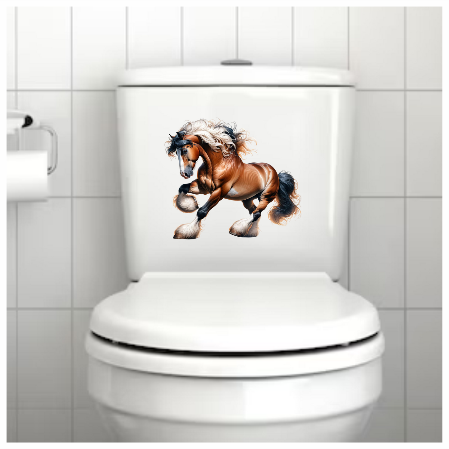 Brown Horse Draft Strong Flowing Vinyl Sticker Decal