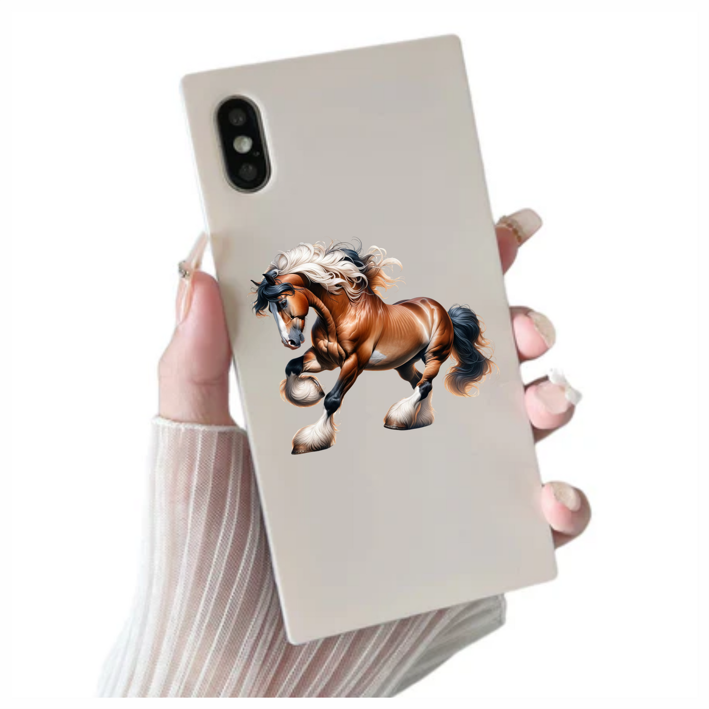 Brown Horse Draft Strong Flowing Vinyl Sticker Decal