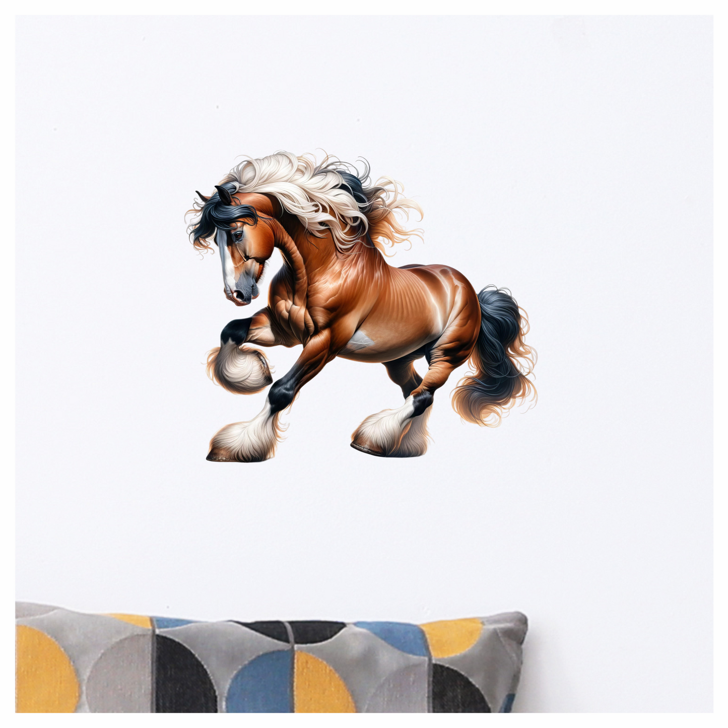 Brown Horse Draft Strong Flowing Vinyl Sticker Decal