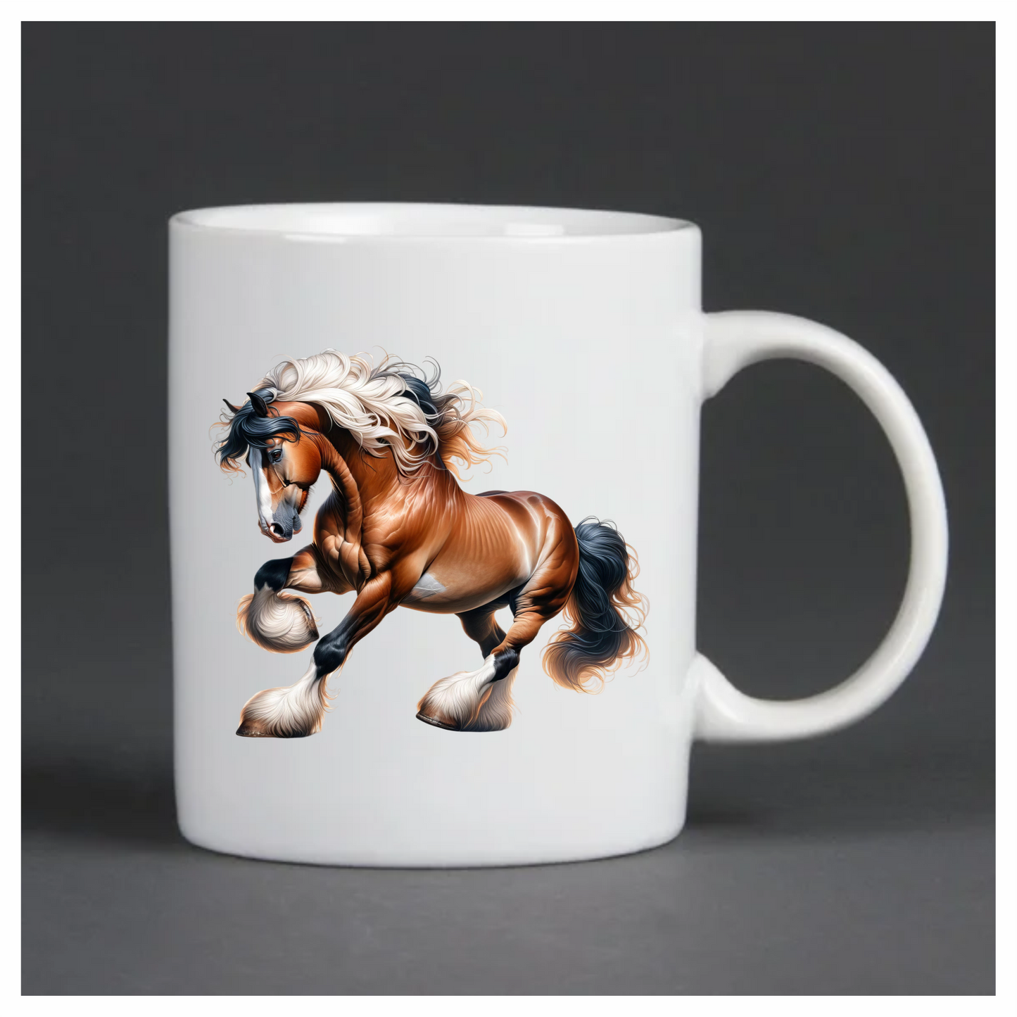 Brown Horse Draft Strong Flowing Vinyl Sticker Decal