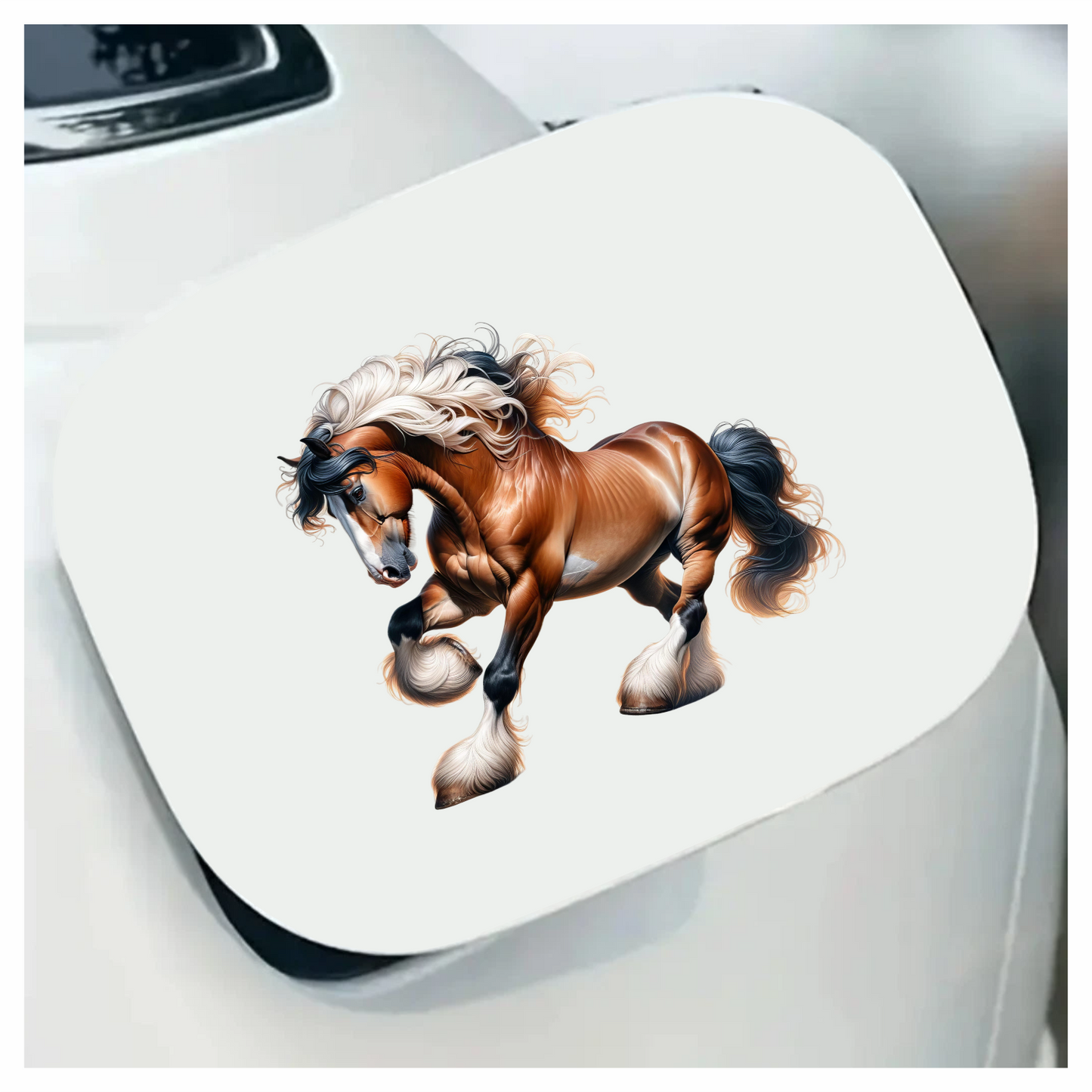 Brown Horse Draft Strong Flowing Vinyl Sticker Decal