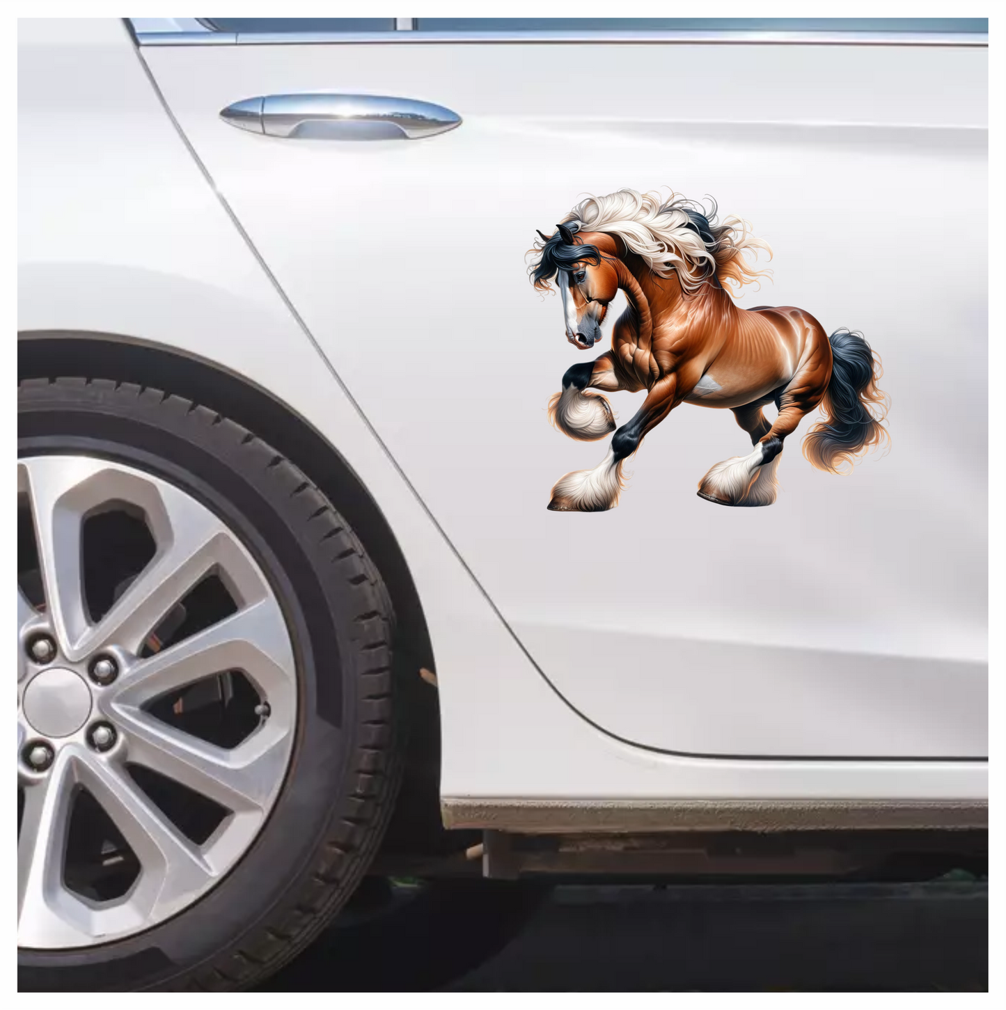 Brown Horse Draft Strong Flowing Vinyl Sticker Decal