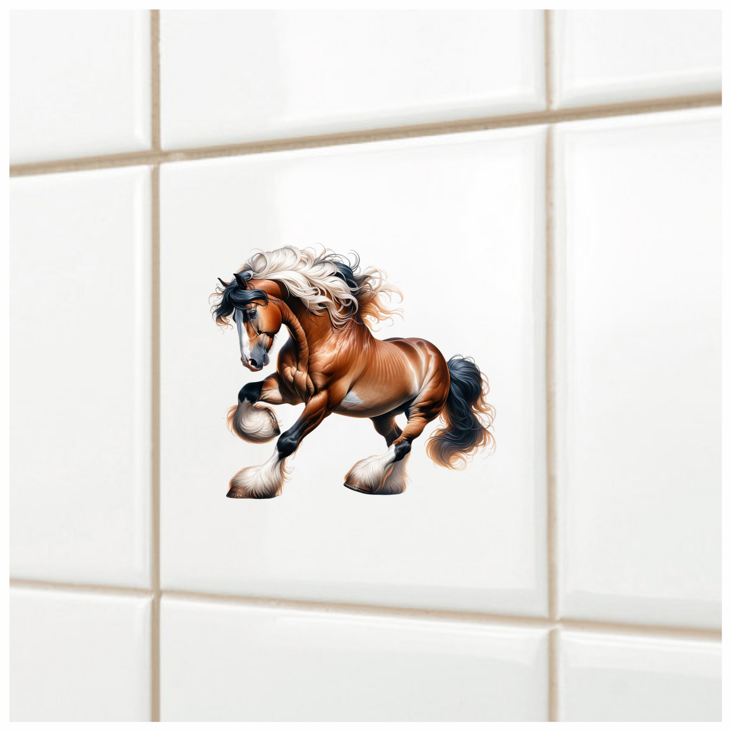 Brown Horse Draft Strong Flowing Vinyl Sticker Decal