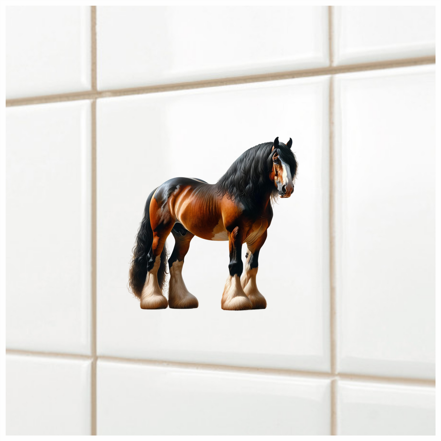 Brown Horse Clydesdale Strong Hairy Vinyl Sticker Decal
