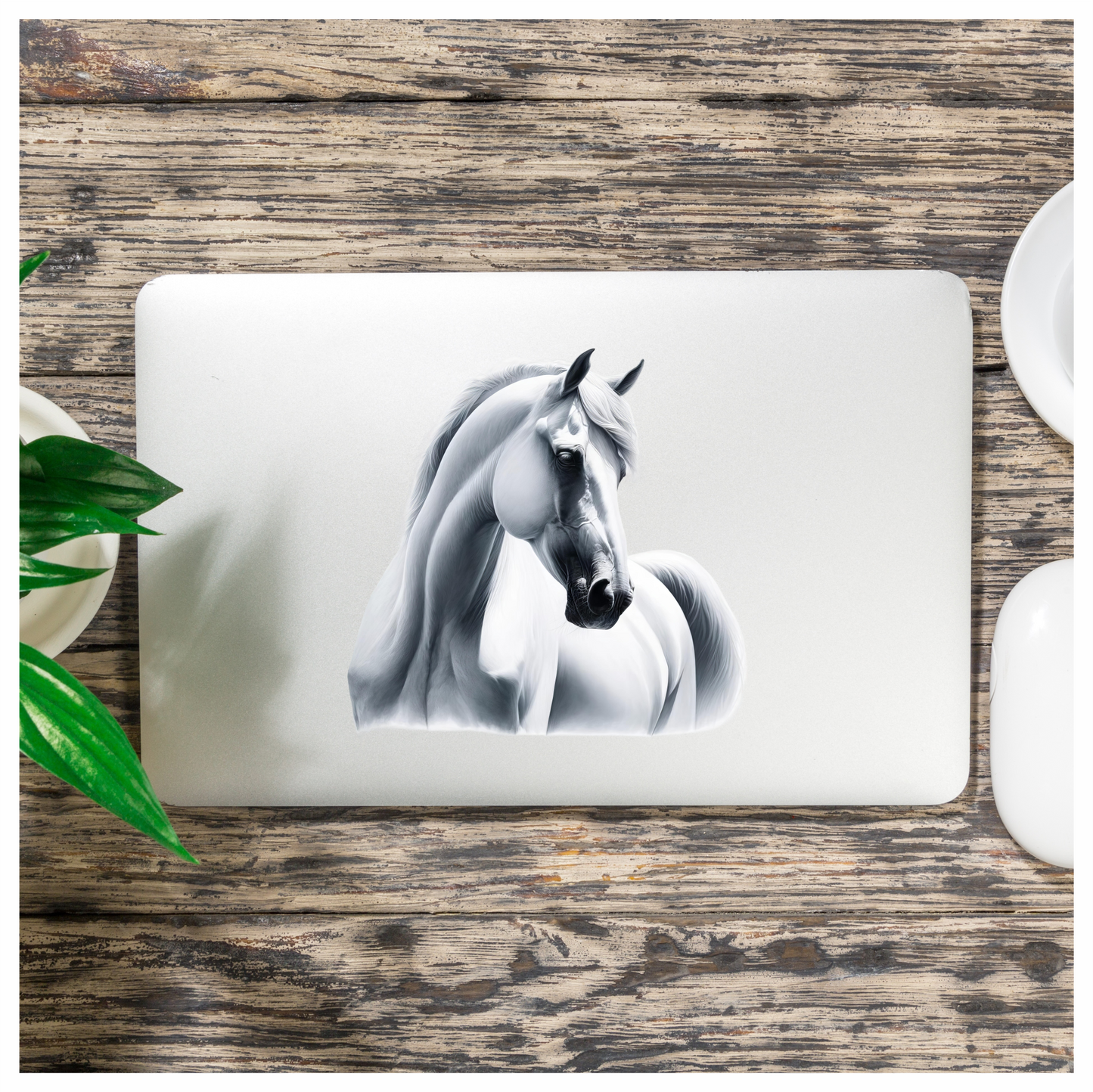 White Horse Arabian Portrait Side Vinyl Sticker Decal