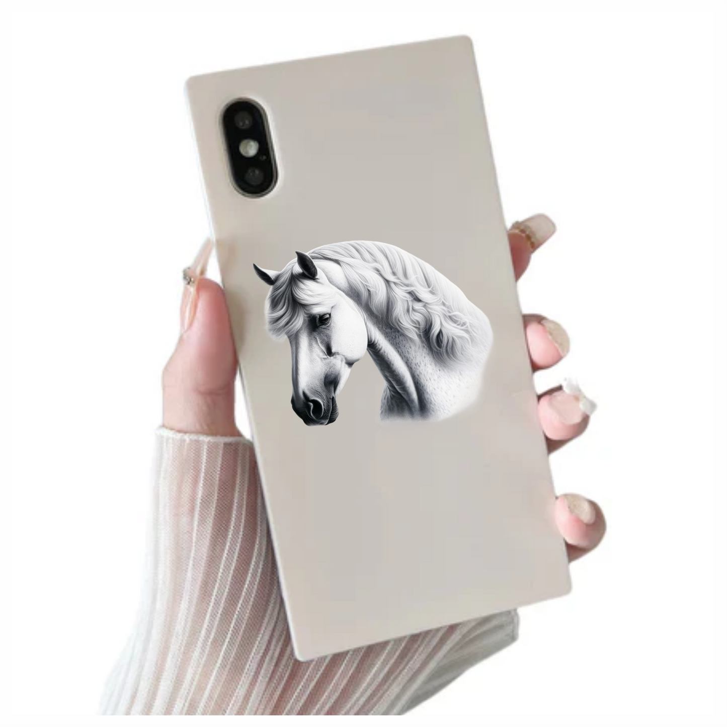 White Horse Andalusian Portrait Graceful Vinyl Sticker Decal