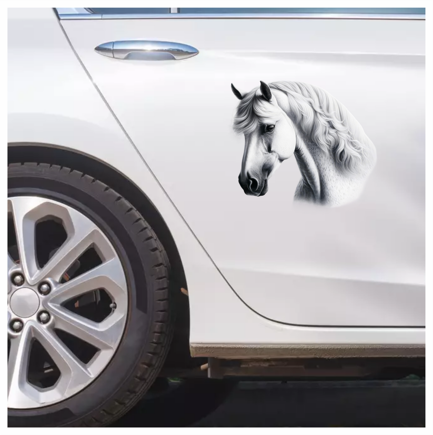 White Horse Andalusian Portrait Graceful Vinyl Sticker Decal