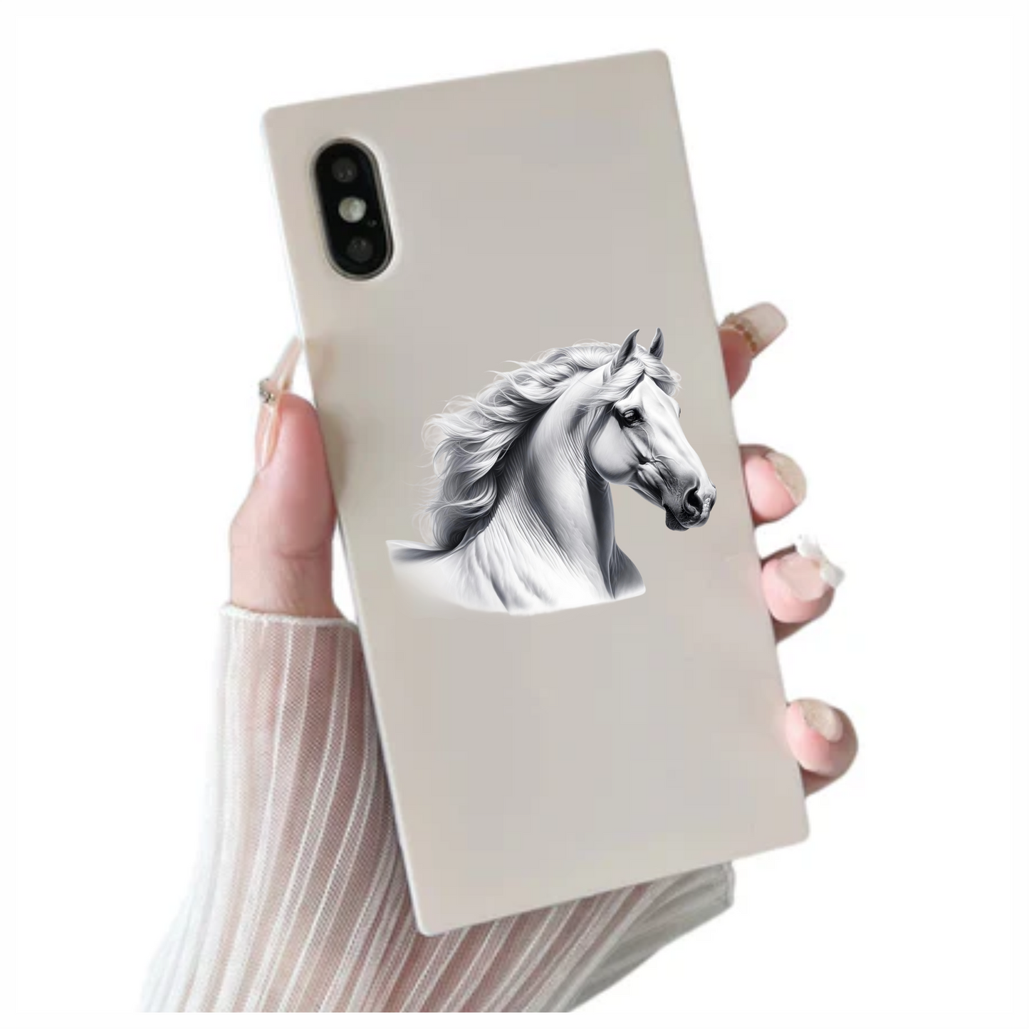 White Horse Andalusian Head Portrait Vinyl Sticker Decal