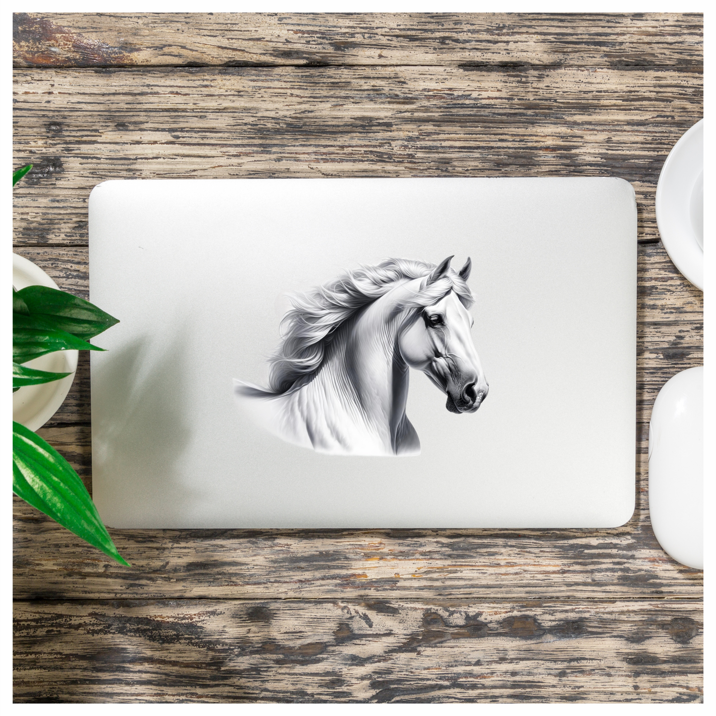 White Horse Andalusian Head Portrait Vinyl Sticker Decal