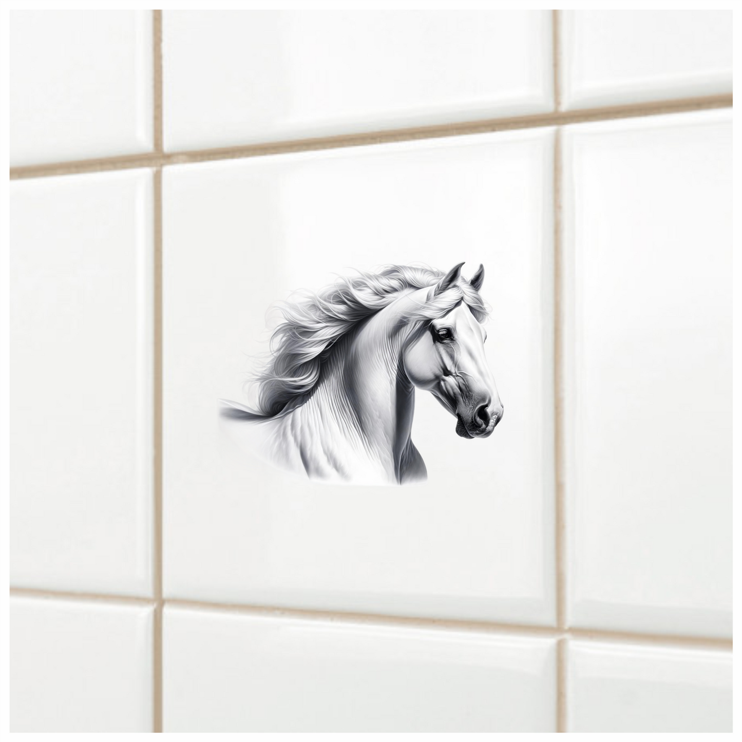 White Horse Andalusian Head Portrait Vinyl Sticker Decal