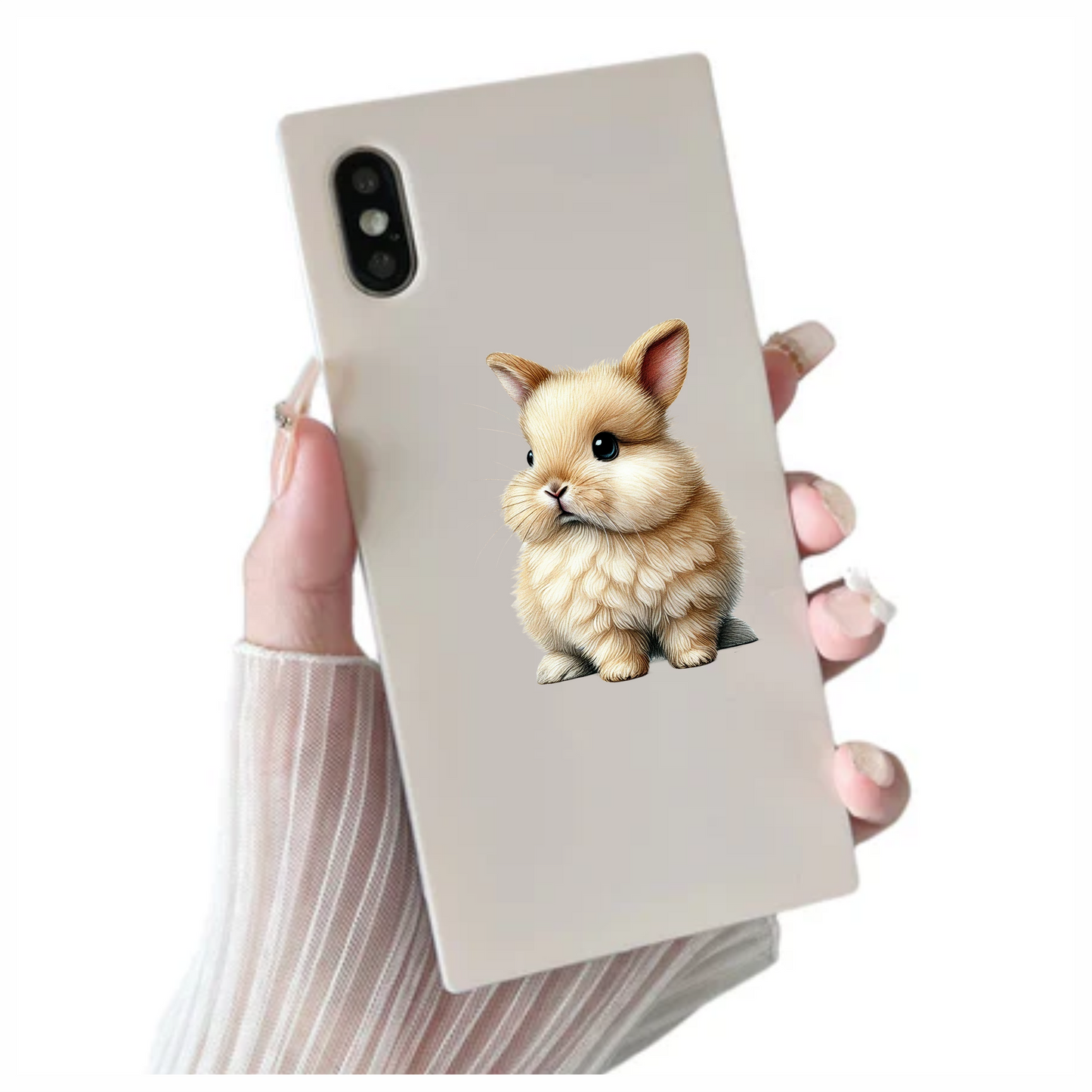 Cream Bunny Rabbit Fluffy Cute Vinyl Sticker Decal