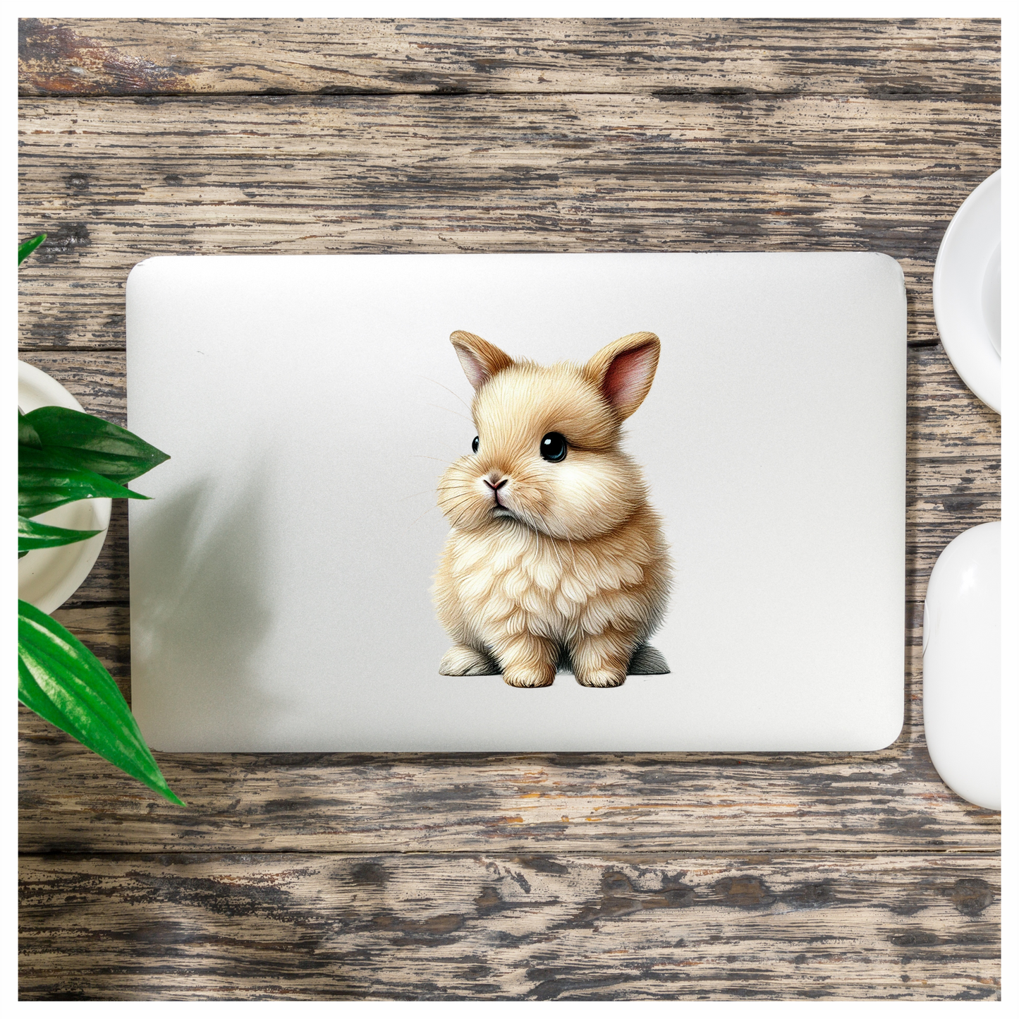 Cream Bunny Rabbit Fluffy Cute Vinyl Sticker Decal