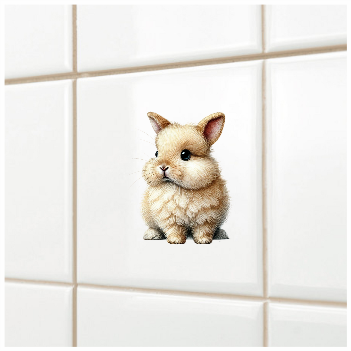 Cream Bunny Rabbit Fluffy Cute Vinyl Sticker Decal
