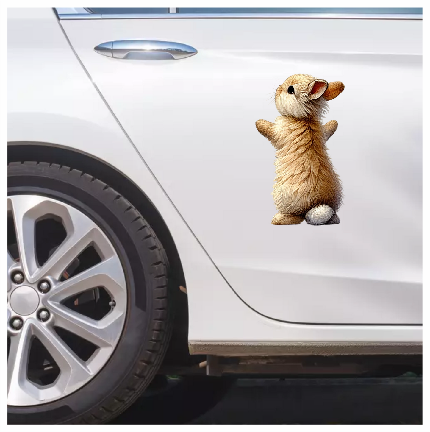 Beige Bunny Fluffy Tail Cute Vinyl Sticker Decal