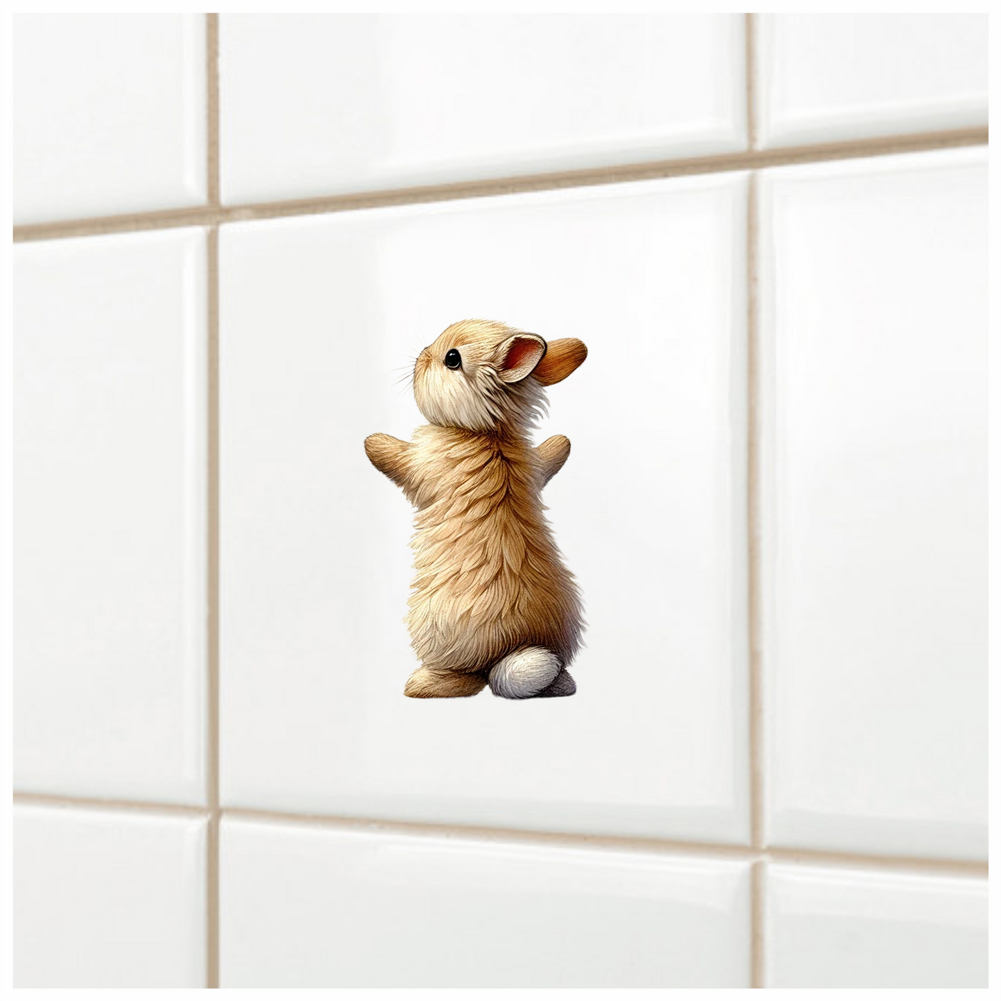 Beige Bunny Fluffy Tail Cute Vinyl Sticker Decal