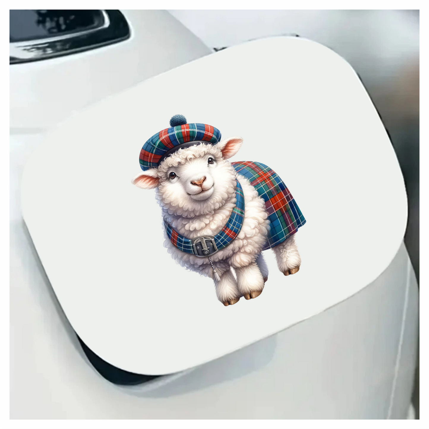 White Sheep Scottish Tartan Outfit Vinyl Sticker Decal