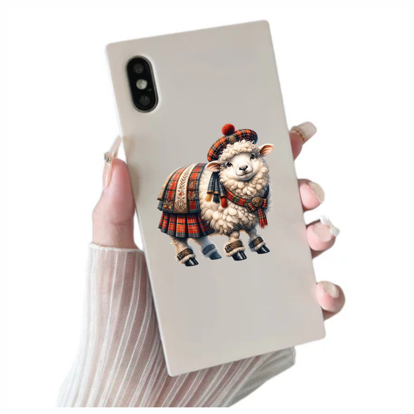 White Sheep Scottish Highland Dress Vinyl Sticker Decal