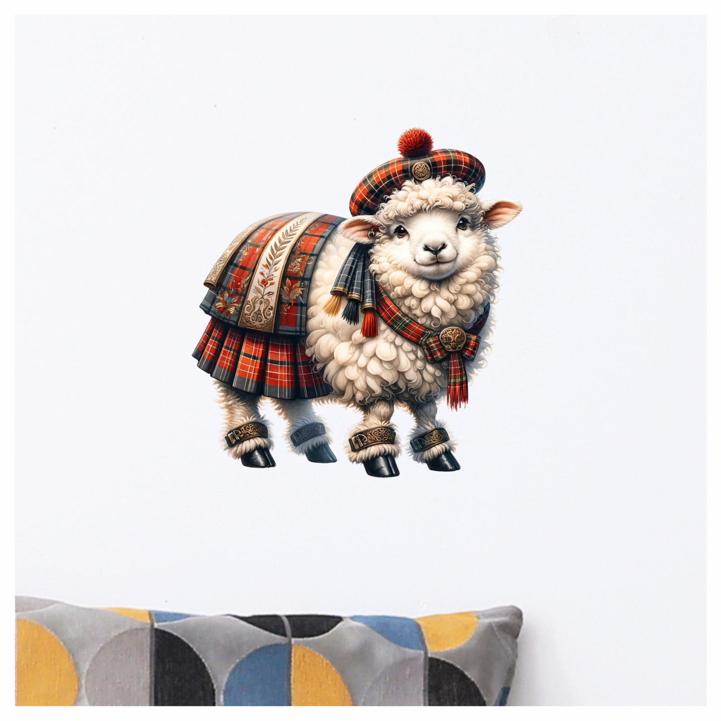 White Sheep Scottish Highland Dress Vinyl Sticker Decal