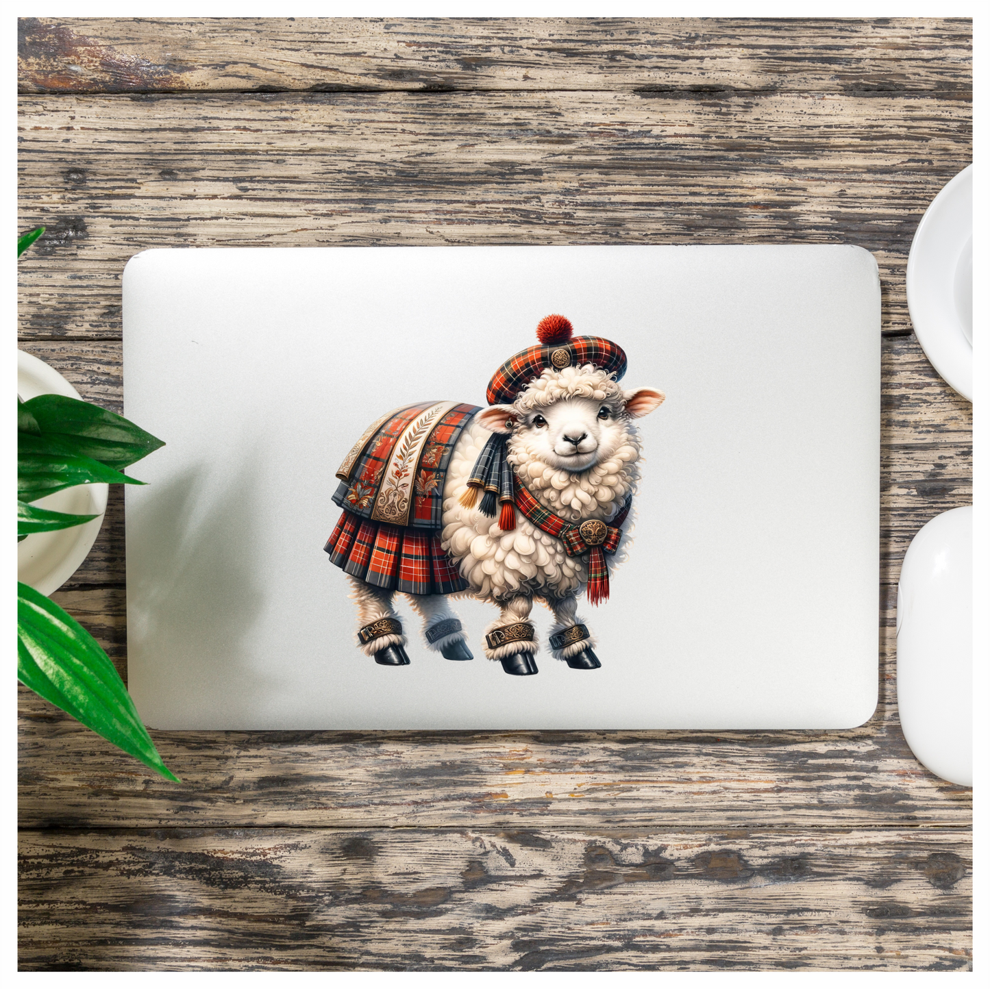 White Sheep Scottish Highland Dress Vinyl Sticker Decal