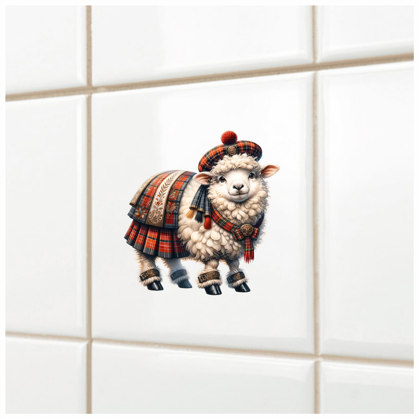 White Sheep Scottish Highland Dress Vinyl Sticker Decal