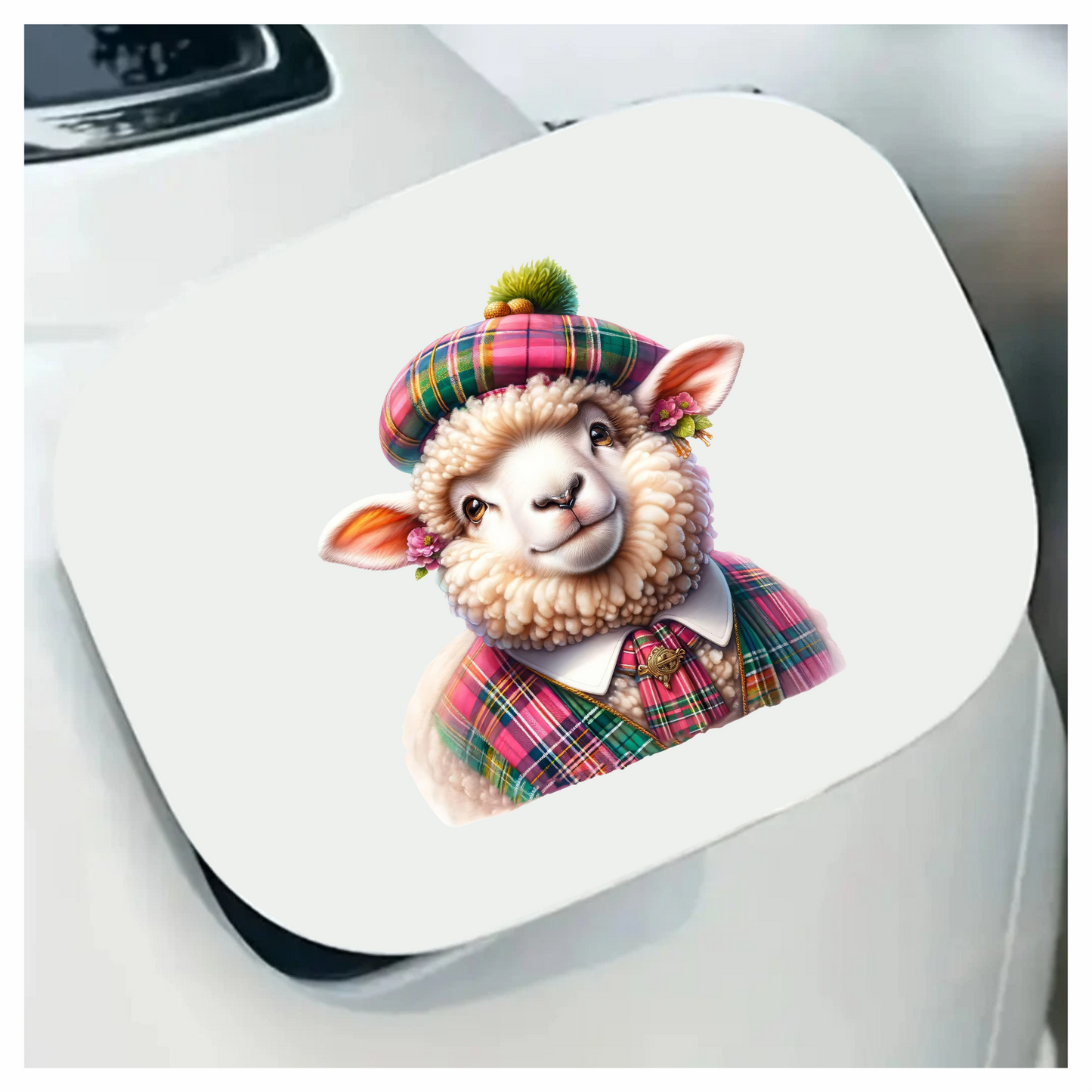 White Sheep Scottish Tartan Outfit Vinyl Sticker Decal