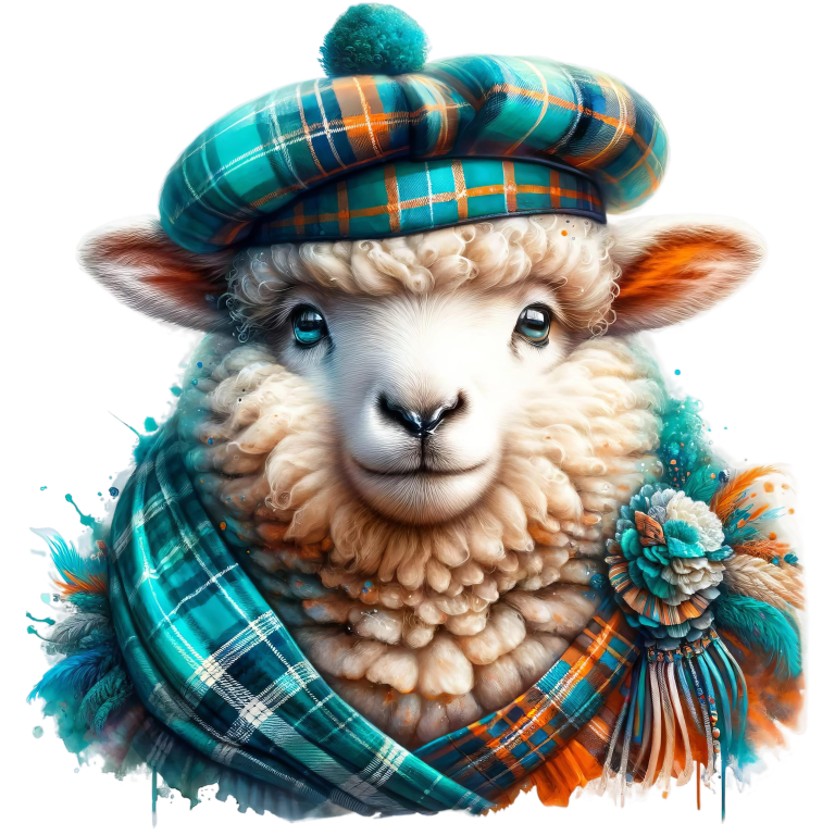 Teal Sheep Scottish Highland Vinyl Sticker Decal