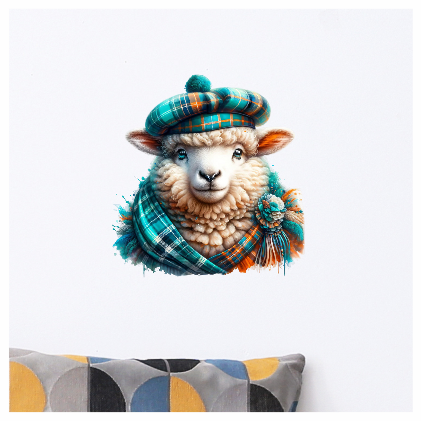 Teal Sheep Scottish Highland Vinyl Sticker Decal