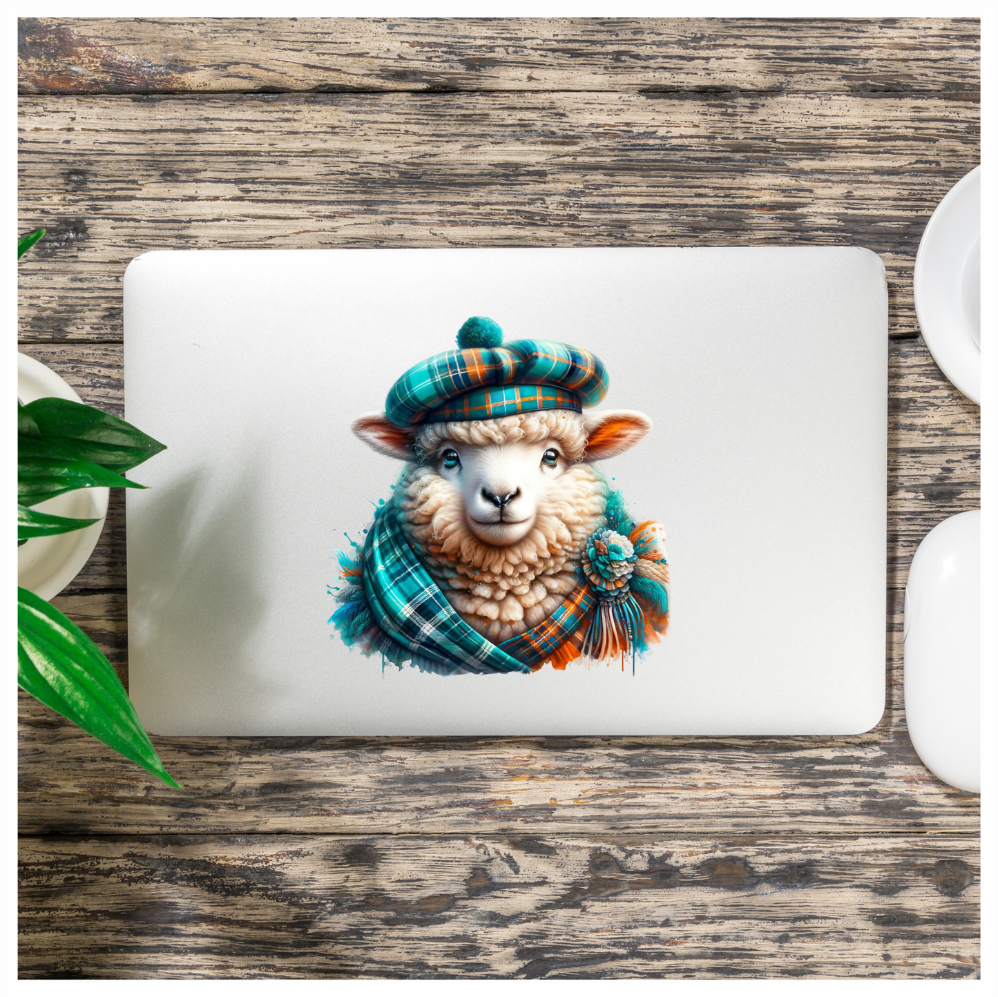 Teal Sheep Scottish Highland Vinyl Sticker Decal