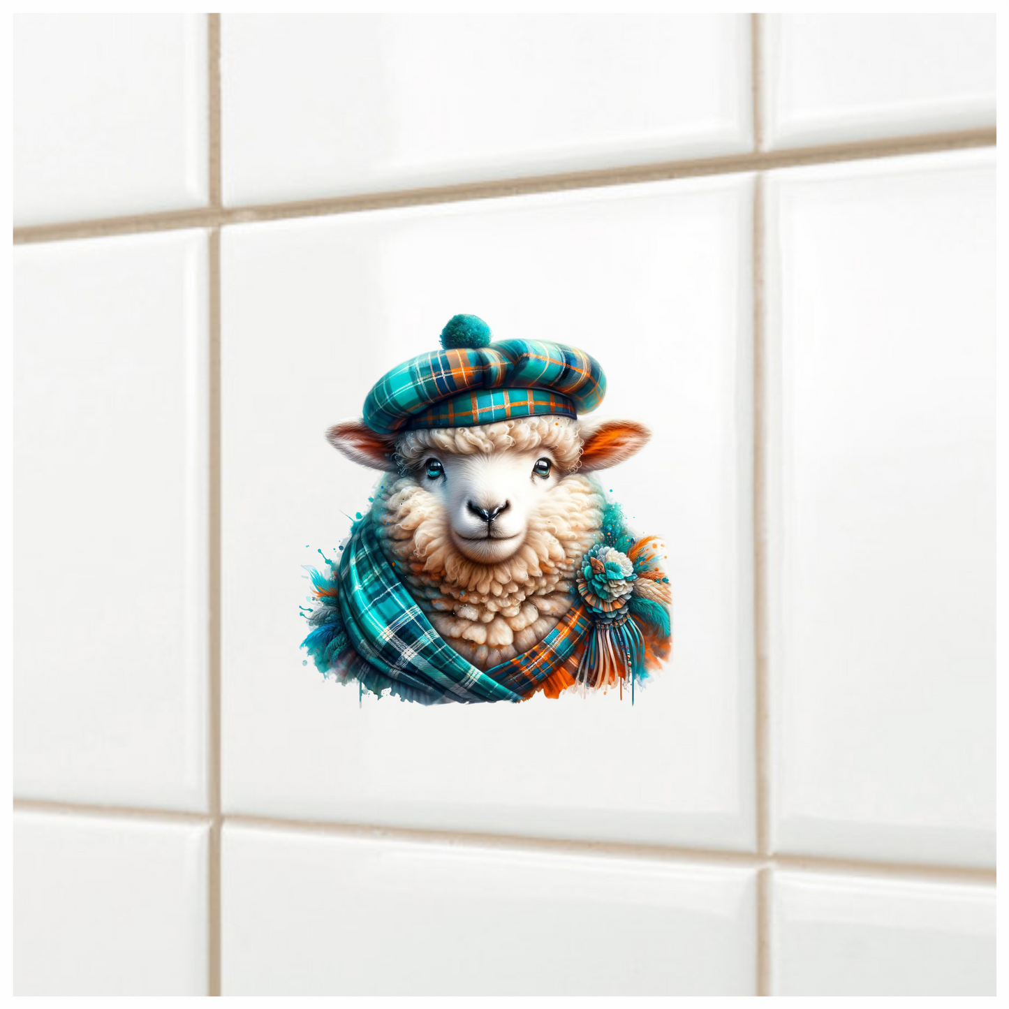 Teal Sheep Scottish Highland Vinyl Sticker Decal
