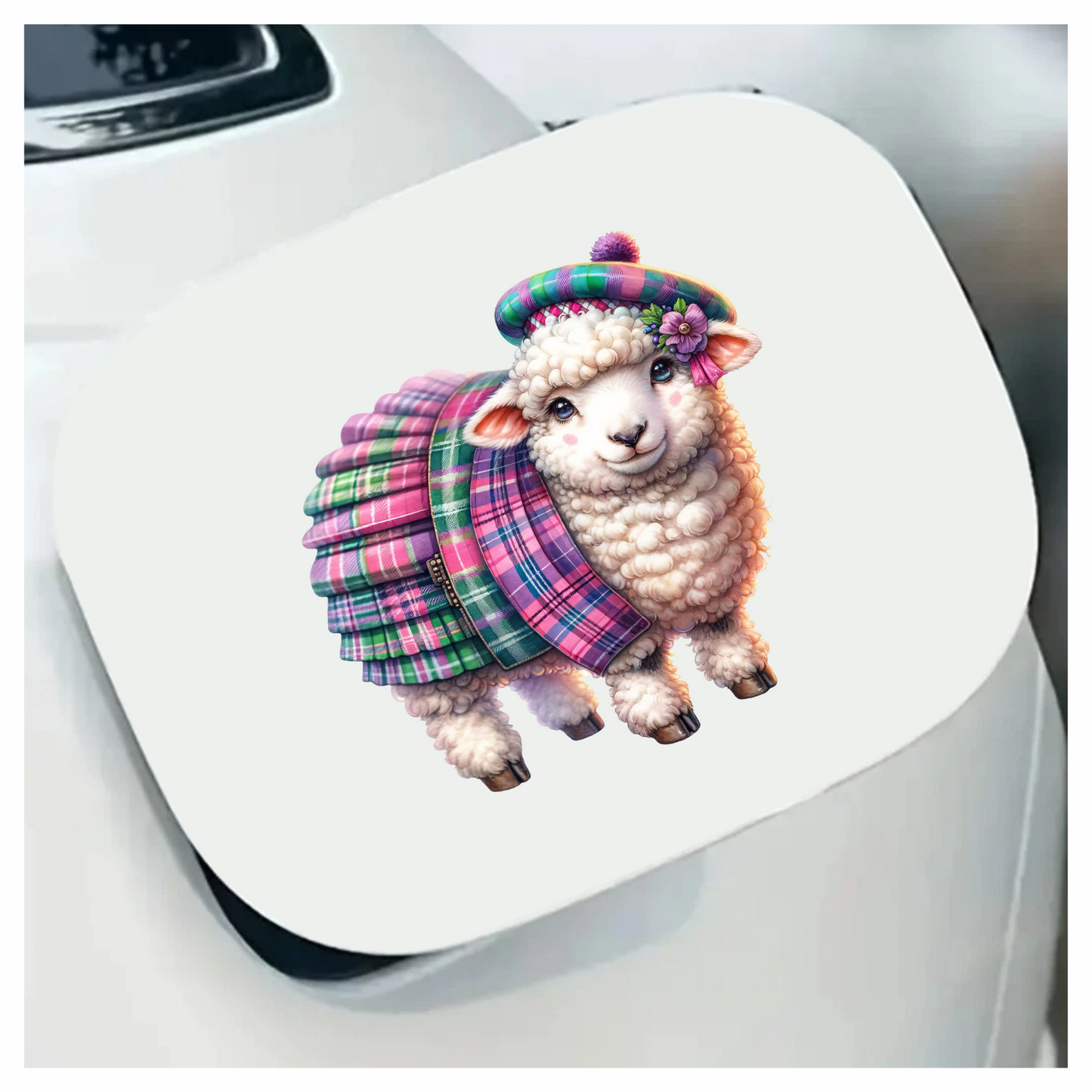 White Sheep Scottish Tartan Outfit Vinyl Sticker Decal
