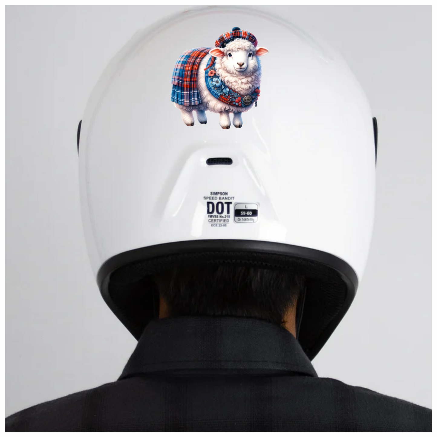 White Sheep Scottish Tartan Outfit Vinyl Sticker Decal