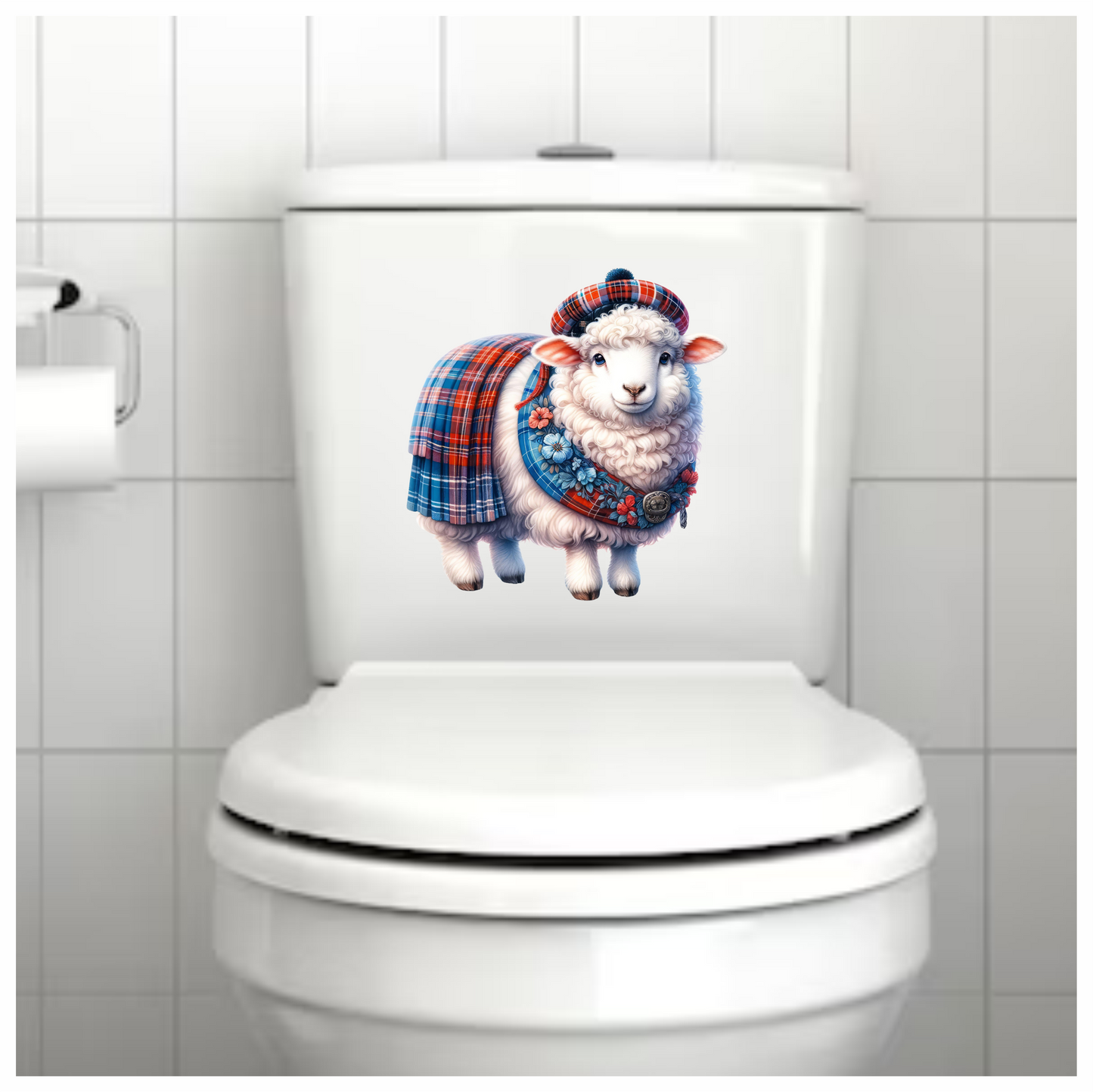 White Sheep Scottish Tartan Outfit Vinyl Sticker Decal