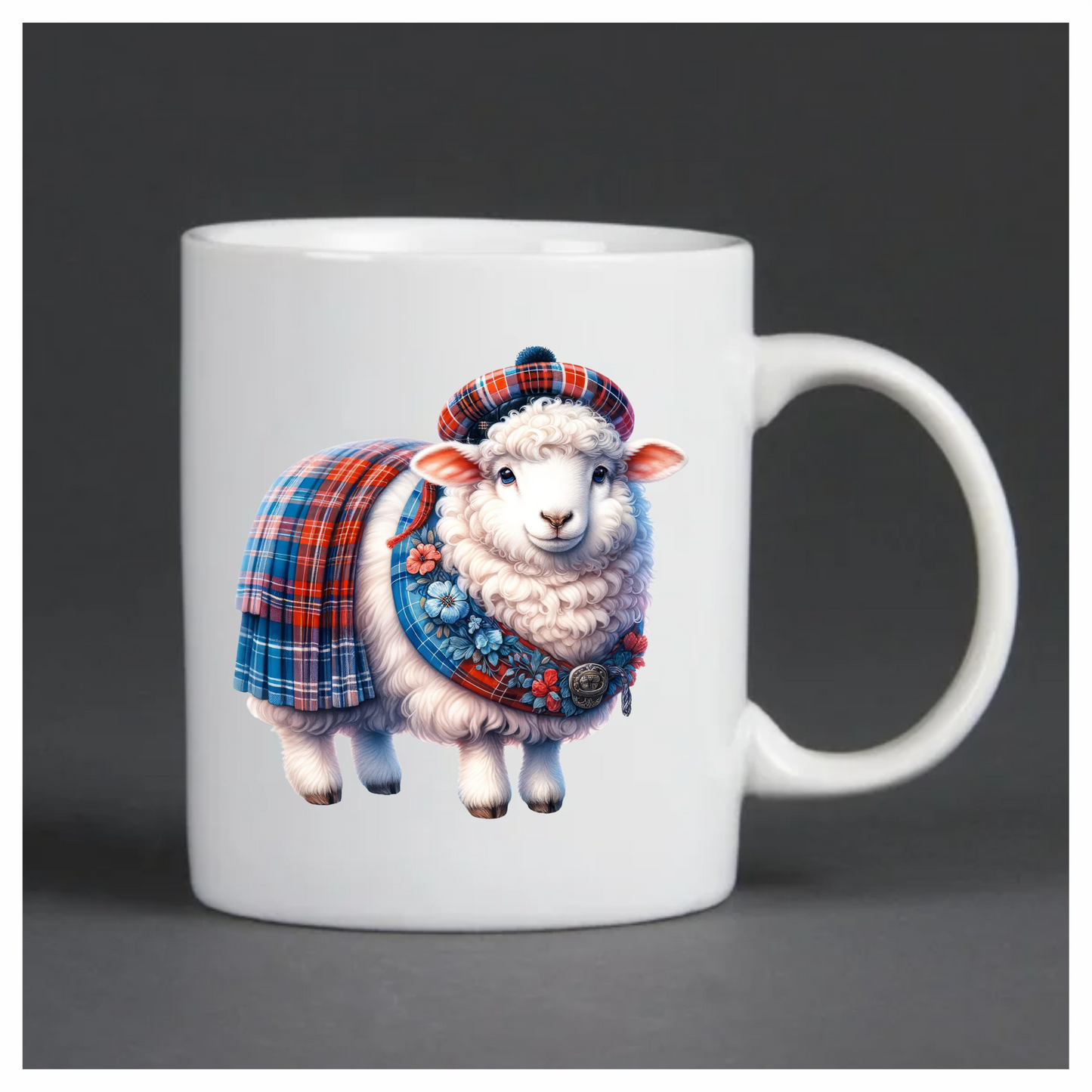 White Sheep Scottish Tartan Outfit Vinyl Sticker Decal