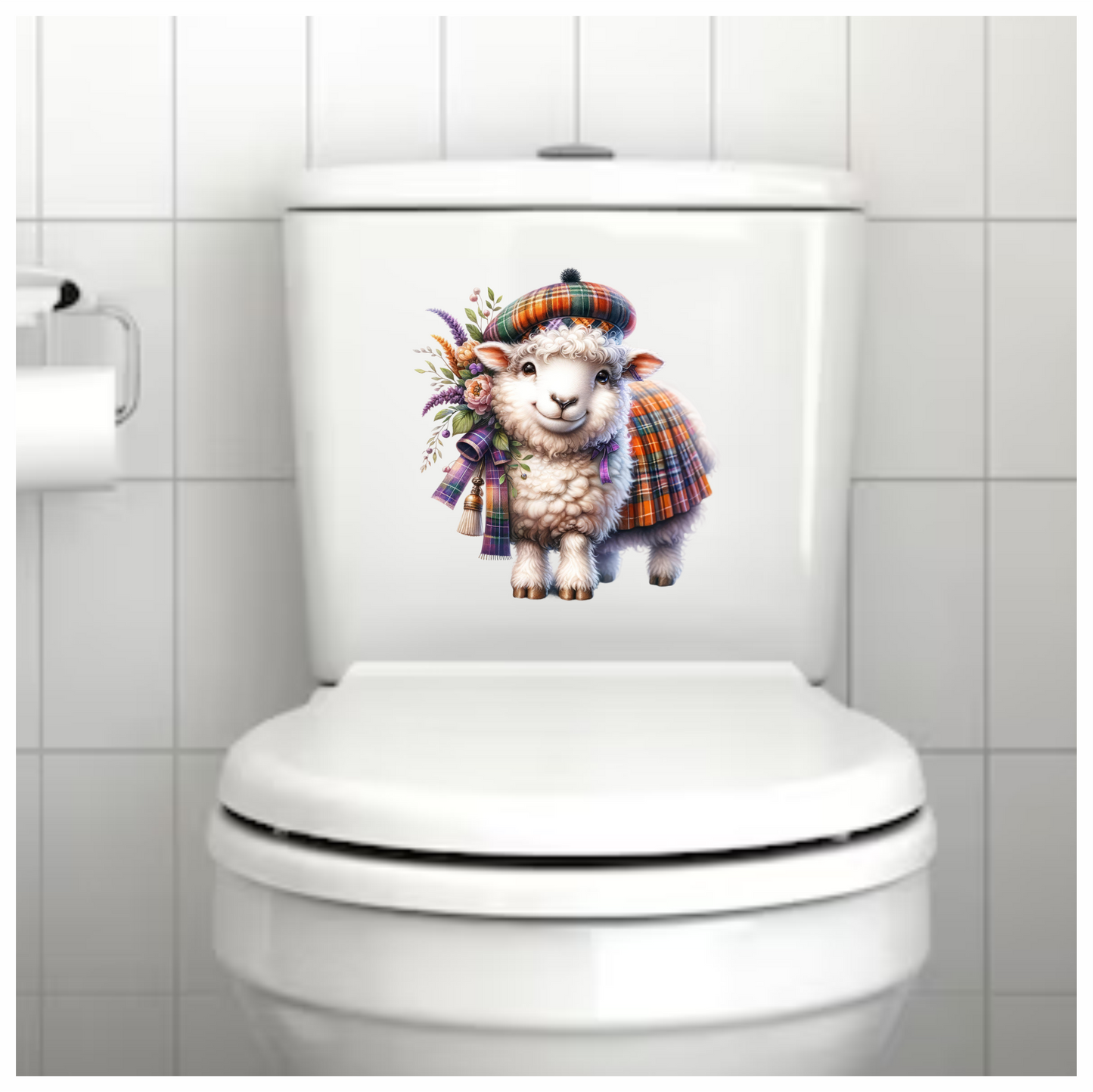 White Sheep Scottish Tartan Outfit Vinyl Sticker Decal